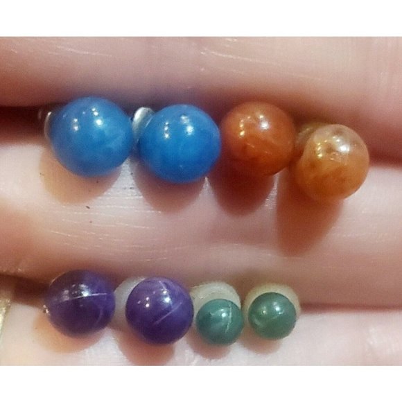 Jewelry - Vintage Marble Hues Pierced Stud Earrings Lot of 4 Pairs